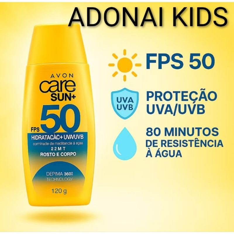 Protetor Solar Rosto e Corpo Care Sun+ 2 em 1 FPS 50 Avon Verão Praia ...