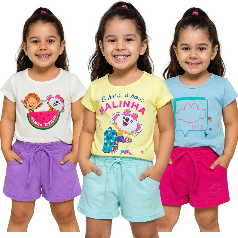 Kit 6 peças Conjunto Infantil Feminino Lilica Ripilica | Menina 2 a 12 ...