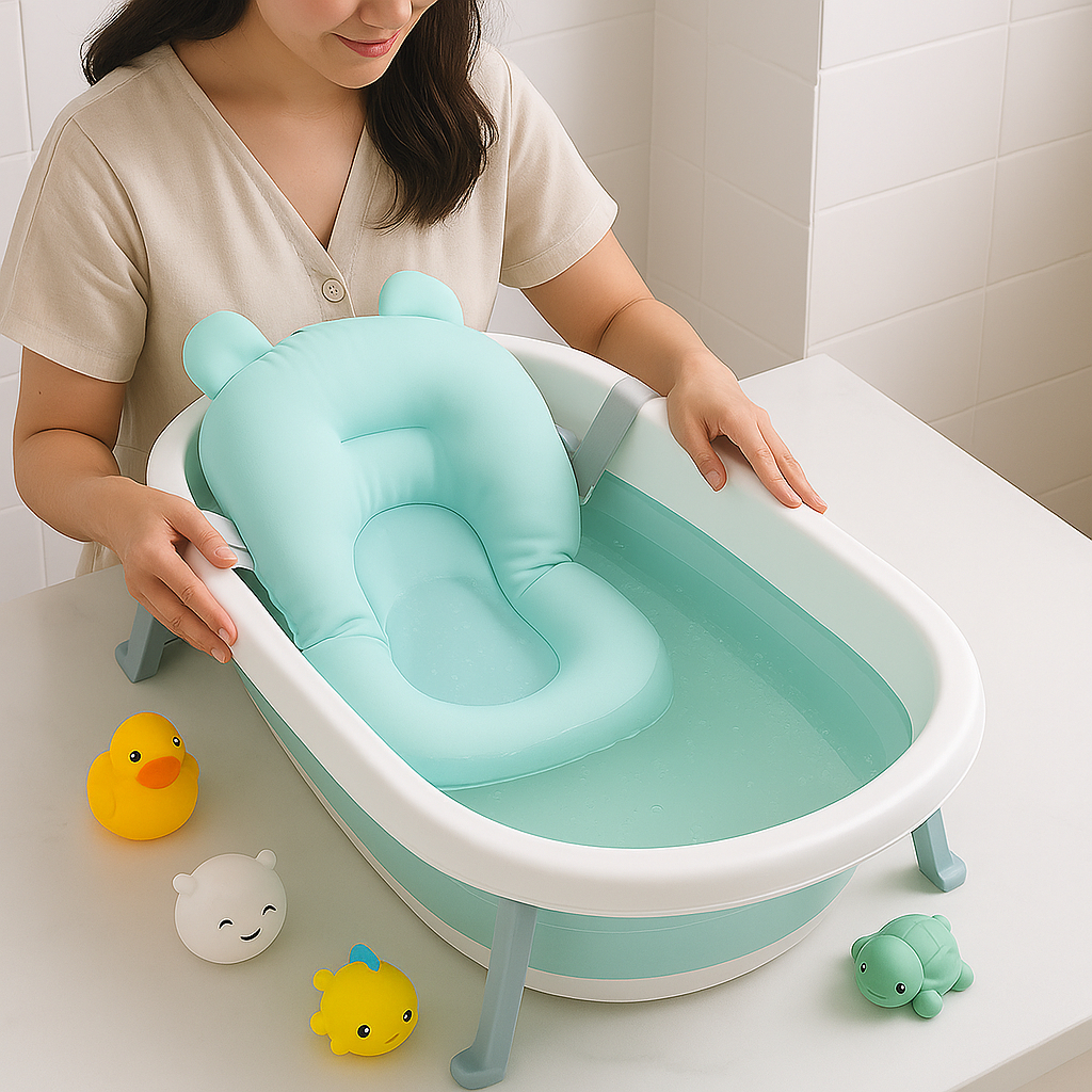 AIEBAO Almofada de Banho Anatômica para Bebê Infantil Macia com Fivelas ...