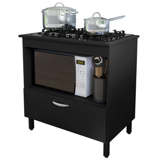 Balcão Cooktop F Balcão de cozinha compacto para cooktop 4 ou 5 bocas com 1 porta e nicho para forno