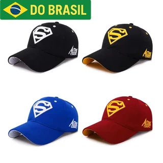 Boné bordado Superman Aba Curva ajustável Super-Herói Adulto e Infantil DC Comics Action Comics Baseball