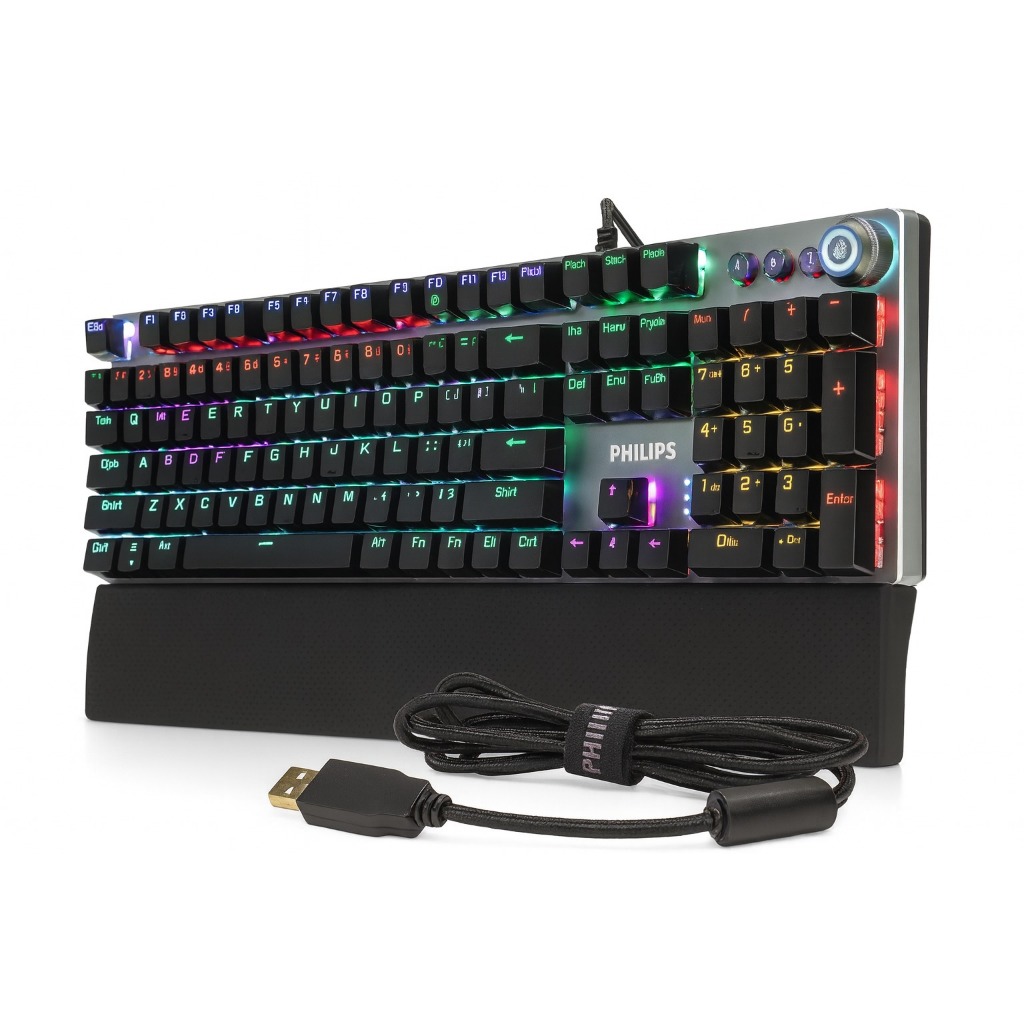 Teclado Mecanico Gamer Com Fio Rgb Philips - Spk 8624 Cor De Teclado Preto Idioma Português Brasil