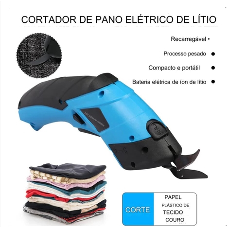 Tesoura para Tecido Elétrica Recarregável Bateria interna corta tecido ...