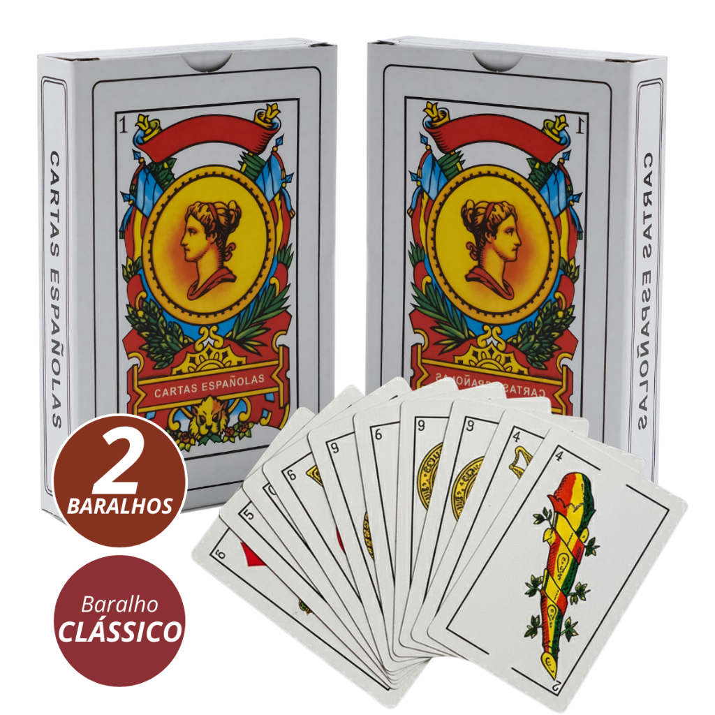 Kit 2 Baralho Espanhol Truco Classico 48 Cartas Cores Vivas Jogos ...