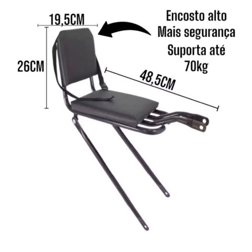 Bagageiro Rabetão com Almofada e Cinto para Bikes