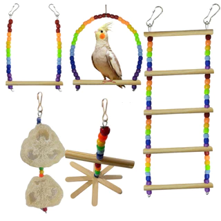 Kit Brinquedos Arco-Íris, para Calopsita, Periquito, Agapornis / Kit ou Unitario Brinquedo para Pássaros, aves
