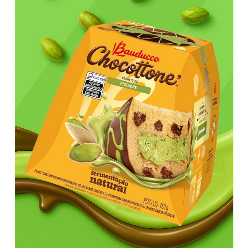 Chocottone Pistache Bauducco 450g Panettone com Recheio de Pistache ...