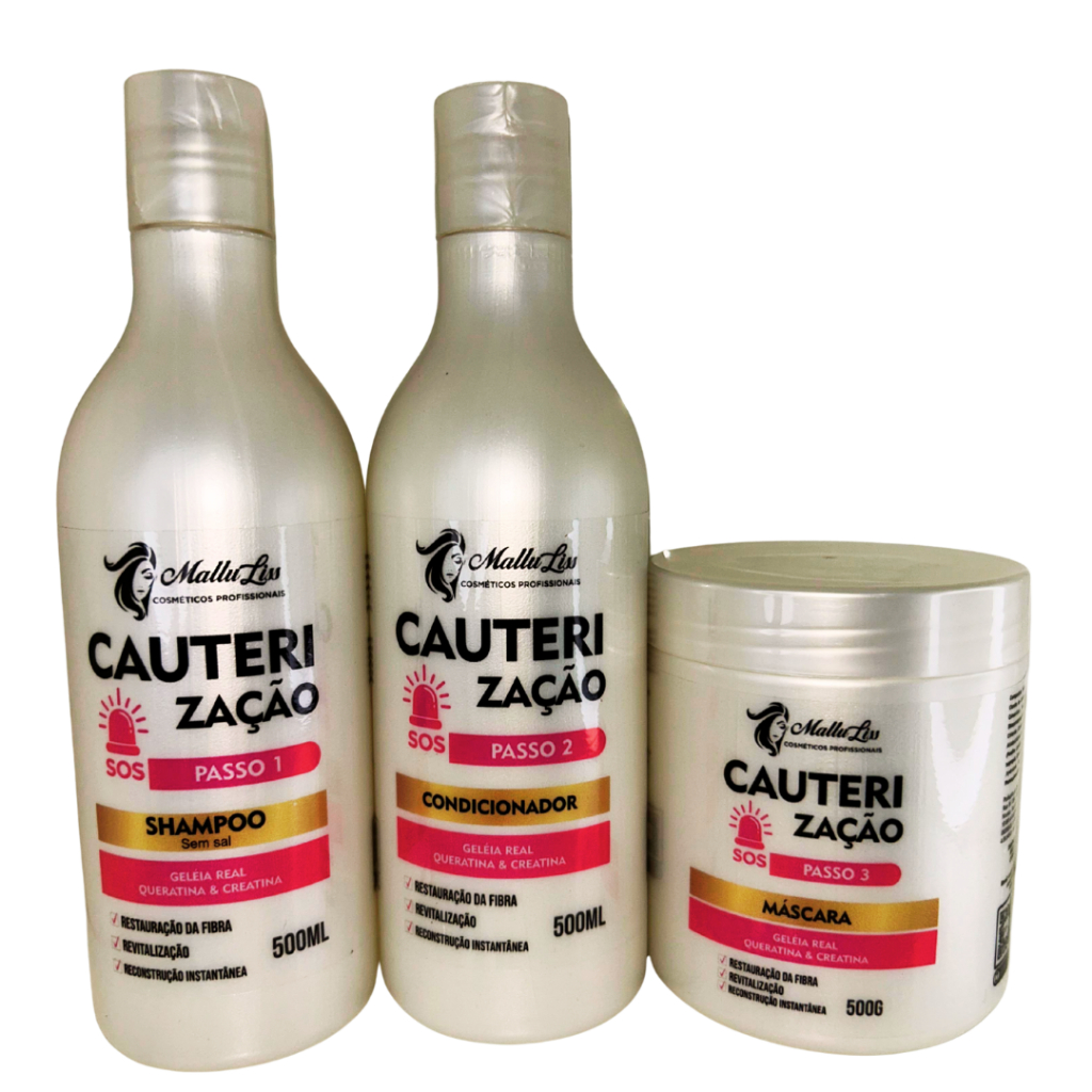 Kit Cauterização Restauração e Revitalização Capilar 3 Passos | Shopee ...