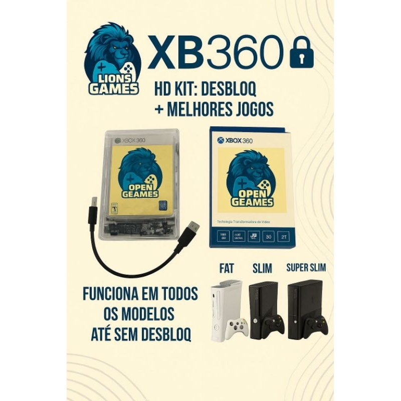xploit -HD Kit Xbox 360 – Jogos + Desbloqueio Compatível com Todos