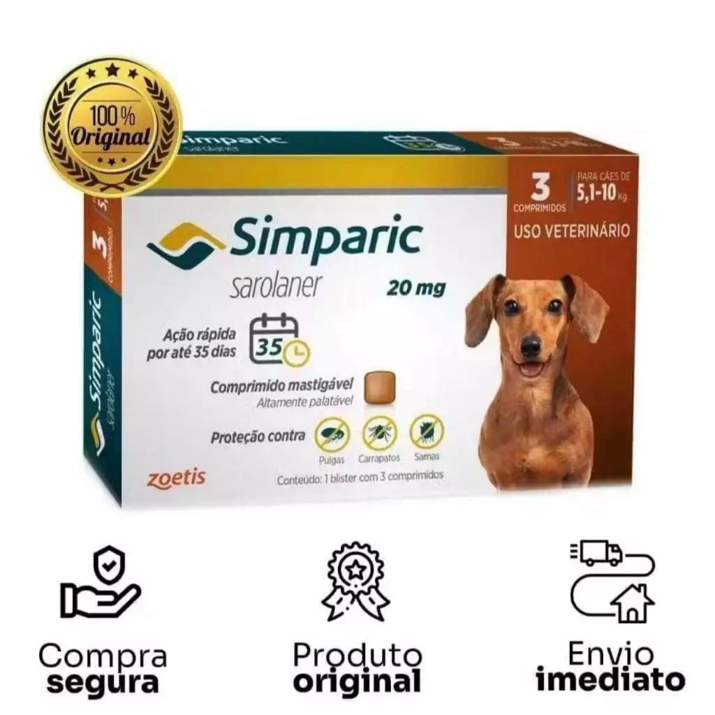 Antipulgas e Carrapatos para Cães 5,1 A 10kg 20mg - C\ 3 Comprimidos ...