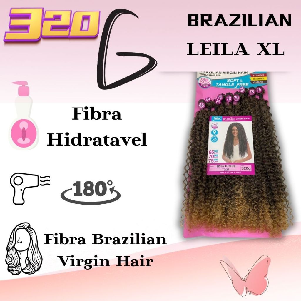 CABELO CACHEADO LEILA XL PLUS BRAZILIAN VIRGIN HAIR 320G 75CM