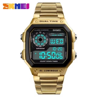 Relógio Digital Skmei Dourado 1335 Masculino Pulso Prova D’água Esportivo Quadrado Indo inox Casual