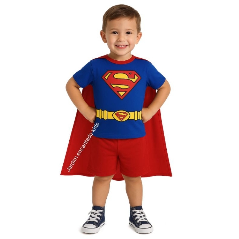 fantasia INFANTIL do SUPERMAN com capa embutida macacão CURTO | Shopee ...