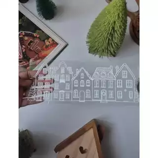 Vila agrupada na cor branca Natal Encantado! Impermeável para louças e utensílios