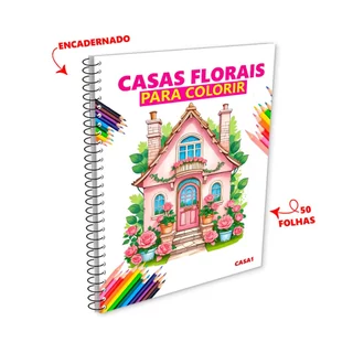 Desenhos para colorir Adulto casas Florais em Oferta na Shopee