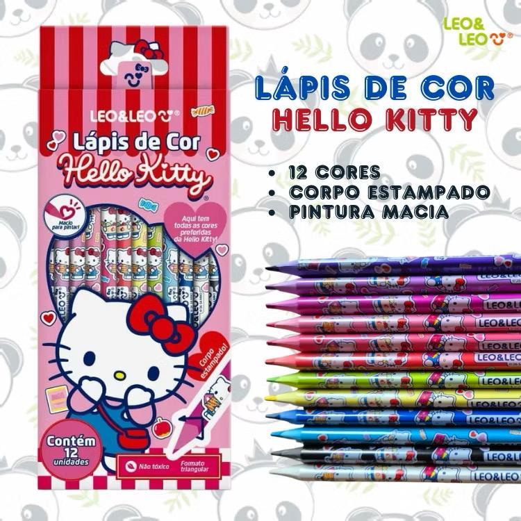 LÁPIS DE COR HELLO KITTY 12 CORES LEO&LEO | Shopee Brasil