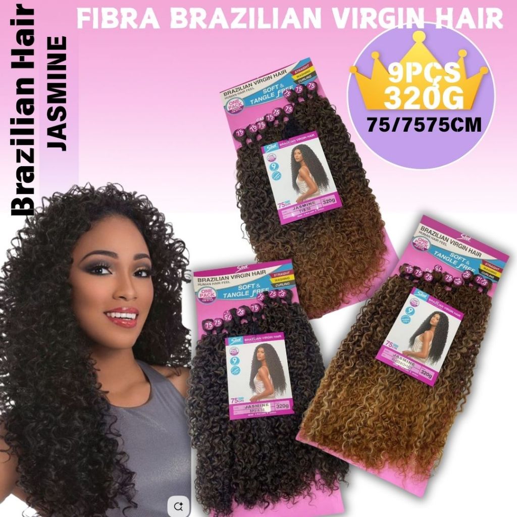 CABELO CACHEADO JASMINE BIO HUMANO BRAZILIAN VIRGIN HAIR 320G 9PCS