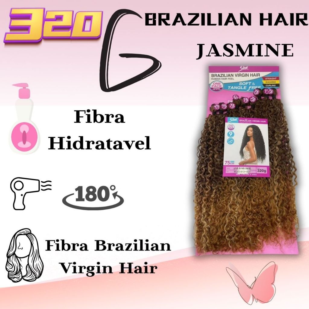 CABELO CACHEADO JASMINE BIO HUMANO BRAZILIAN VIRGIN HAIR 320G 9PCS