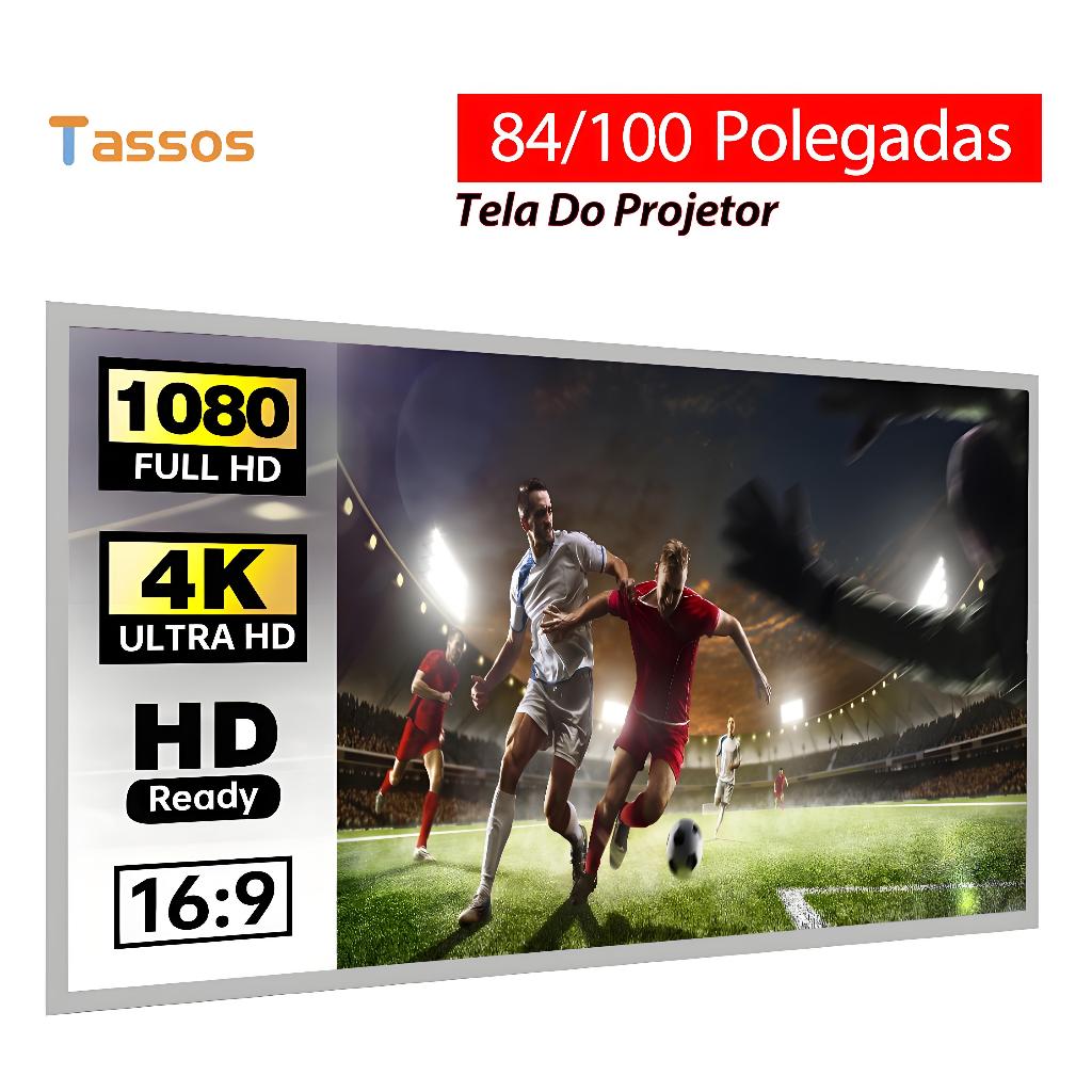 TASSOS Tela de projetor de 84/100 polegadas, tela 4K Full HD cinza anti ...