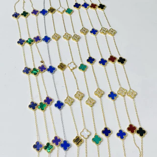 Colar Trevo Feminino nino Cravejada no Aço Inoxidável Antialérgico com cinco Trevos Colar do momento Inspiração