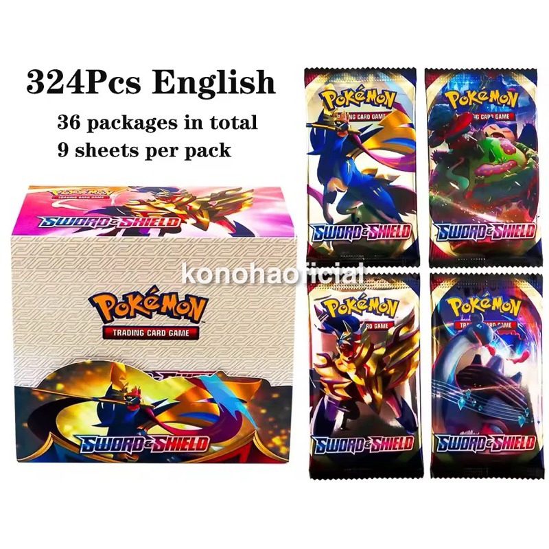 324 Pcs Booster Box Cartas Pokmon TCG Espada e Escudo Fusion Strike Booster  Display 36 Pacotes Colecionveis | Shopee Brasil