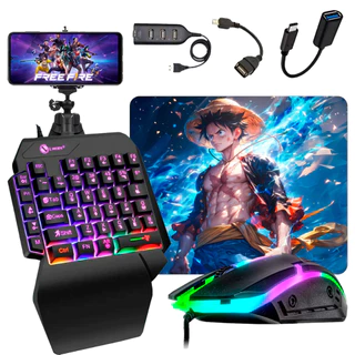 Kit Mobilador One Hand Gamer Completo Para Celular Com Teclado + Mouse Gamer Led RGB em Oferta na Shopee