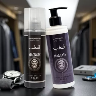 Kit Árabe Masculino Magnata Creme Hidratante + Body Splash 200ml cada