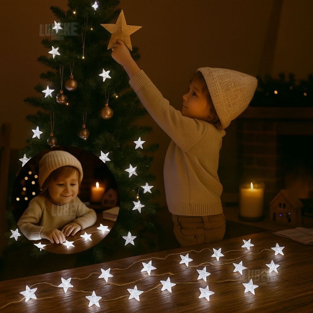 Pisca Estrela 2 Metros 8 Leds Decoração Casa Natal Pilha AA