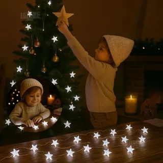 Pisca Estrela 2 Metros 8 Leds Decoração Casa Natal Pilha AA