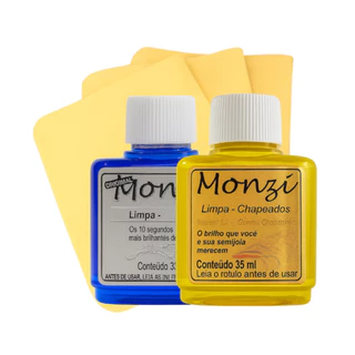 Monzi Limpa Prata 35 Ml + Monzi Limpa Chapeados 35ml + 3 Flanelas Mágicas polimento em Oferta na Shopee