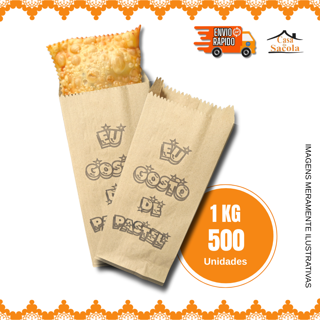 Saco de Papel 1kg MIX para Pastel "Eu Gosto de Pastel&q