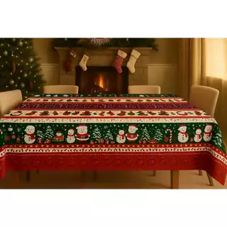 Toalha de Mesa Natalina 4/6/8/10 Lugares Estampada Decorativa Mesa Posta Festa Natal Reforçada