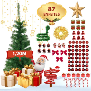 Árvore de Natal 1,20 cm Decorada Pinheiro Verde E Nevada Decoração Natalina Enfeites Completos 100 Galhos Cheios