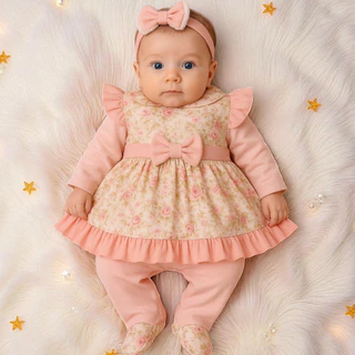 Saída Maternidade Menina Pompom Floral 5 Peças Roupas de Recém Nascido em Oferta na Shopee