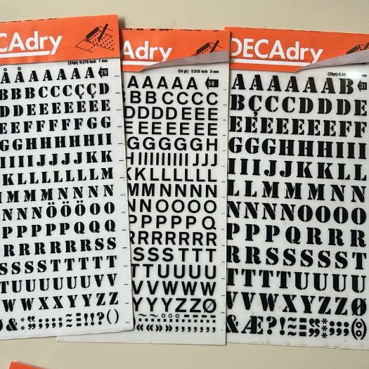 Decadry Letras transferíveis 7mm 8mm 10mm modelos diferentes 0.236