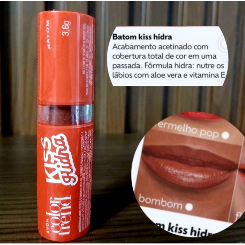 Batom Cremoso Kiss Hidra Avon 3,6g Cor Bombom Validade 07/28 | Shopee ...