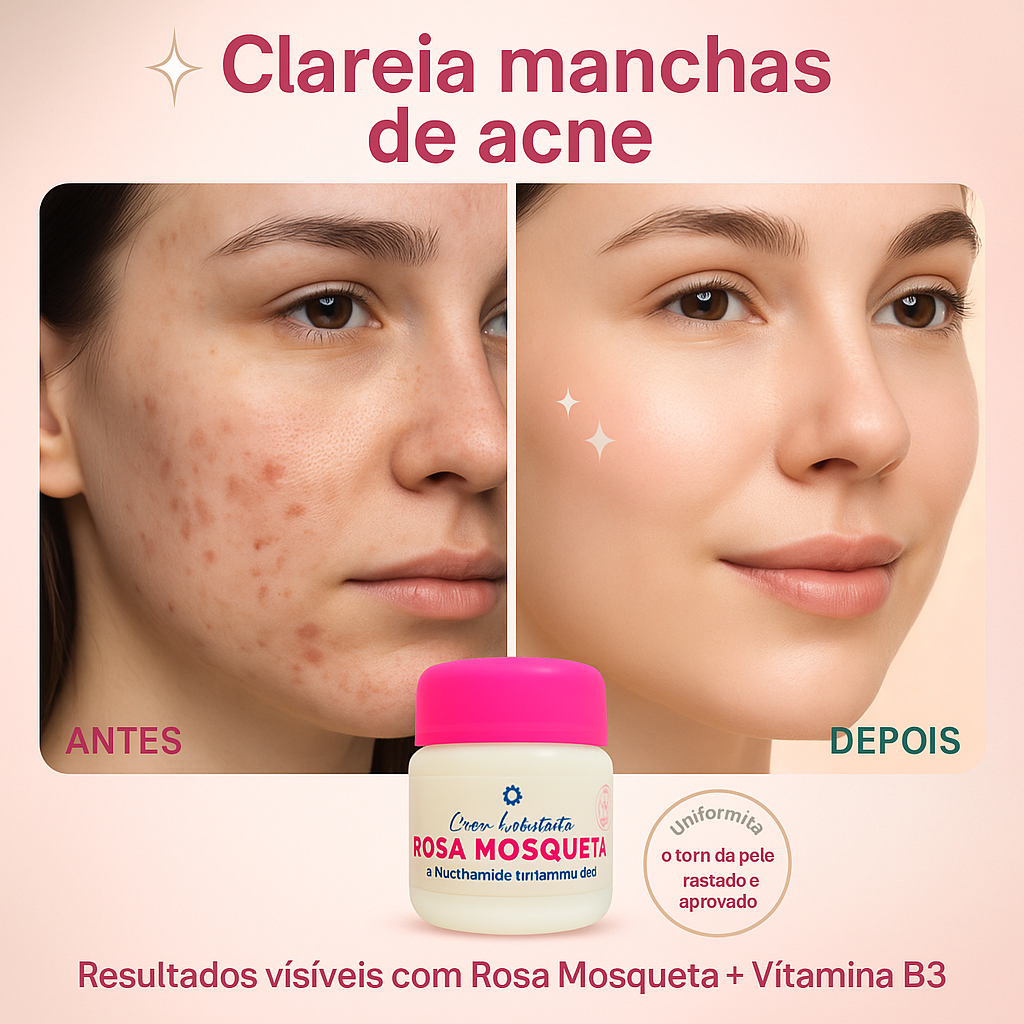 Creme Rosa Mosqueta com Niacinamida Clareador de Manchas de Acne e ...