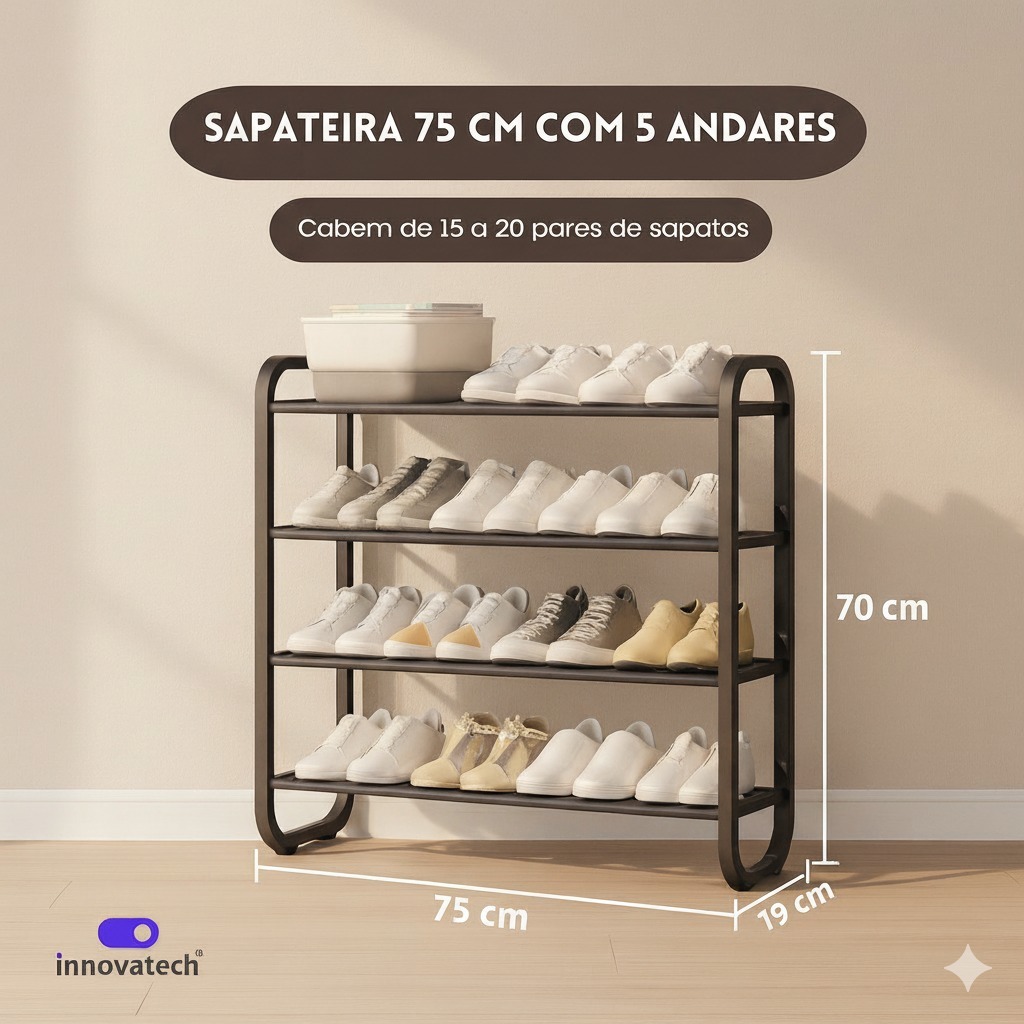 Sapateira 5 Andares Compacta 75cm – Organização para Casa Innovatech 21