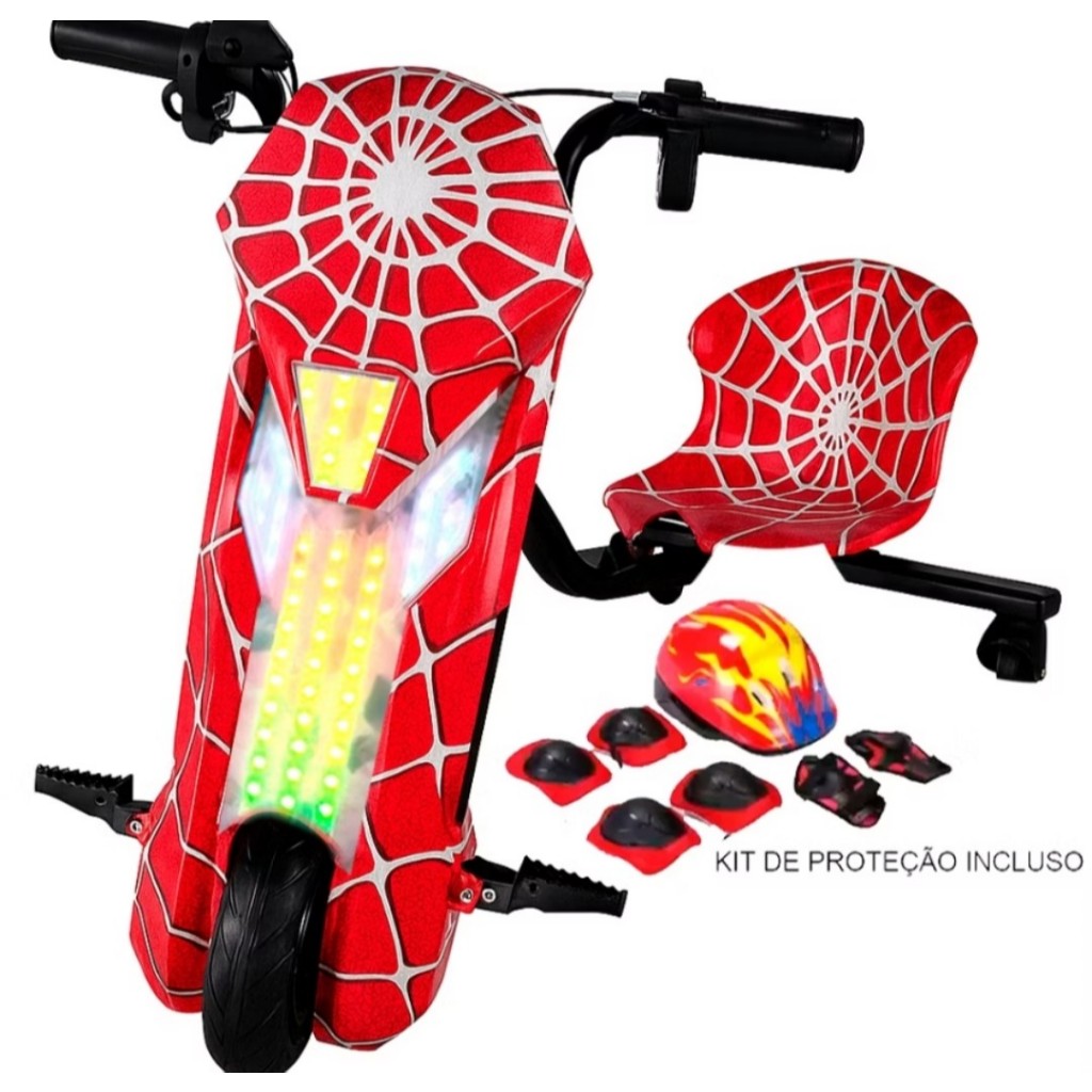 Triciclo eletrico infantil drift 3 velocidades bluetooth led capacete e ...