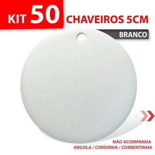 Kit c/ 50 Chaveiros de 5cm em Acrílico Branco 2mm em Oferta na Shopee