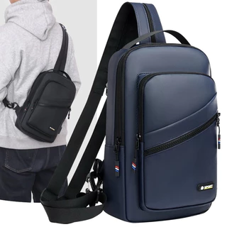 Bolsa de peito masculina multifuncional, pequena mochila casual de nylon com porta de carregamento USB