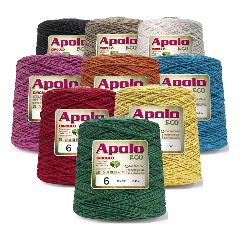 Varias Cores - Barbante Apolo Eco Nº6 - 1Kg - Circulo | Shopee Brasil