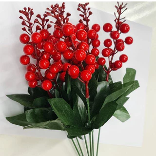 5 azevinho artificial de natal,holly berry vermelho natalino