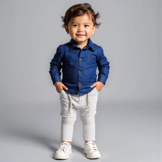 kit camisa + calça sarja com elastano bebe menino Tam P,M e G