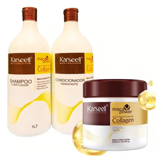 kit karseell - Shampoo de 1l + condicionador 1l + Máscara de 500g em Oferta na Shopee