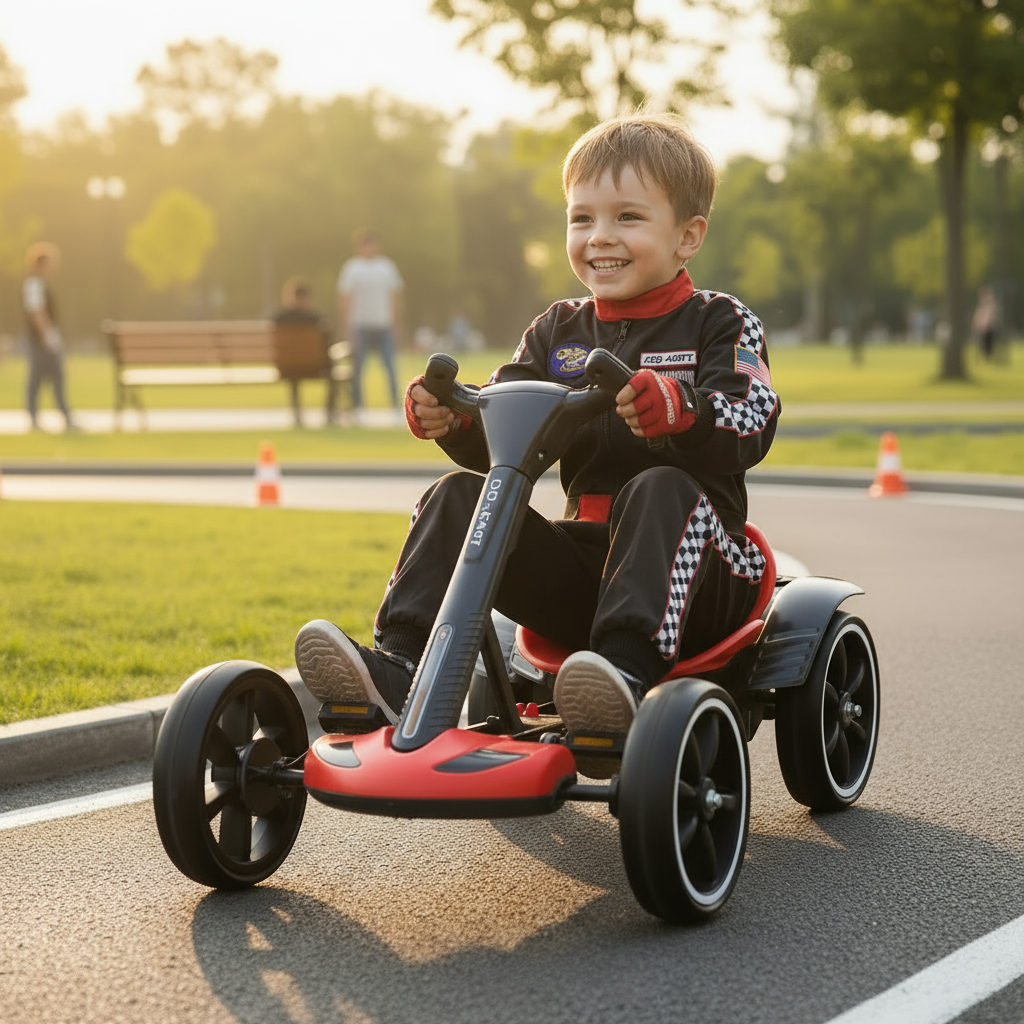 Carro Kart Elétrico Com Controle No Guidão Infantil Suporta até 30 Kg Luzes e Som