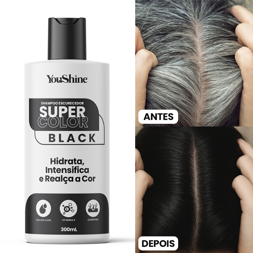 Shampoo Escurecedor Cabelos Brancos Super Color Black YouShine 300ml ...