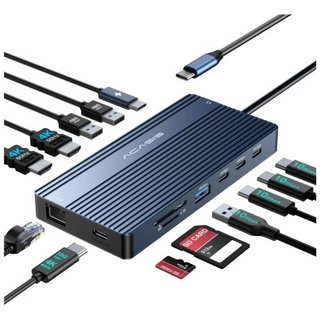 Adaptador Hub Dockstation 14 Em 1 ACASIS 2x HDMI Usb-c 4k Rj45 Gigabit SD TF