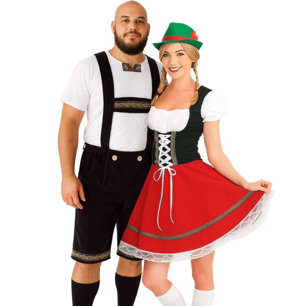 Conjunto casal fritz e frida alemão oktoberfest na cor vermelha e ...