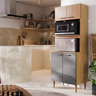 Armário De Cozinha Torre Quente Paneleiro Com 4 Portas E Nicho - Maxi Do Brasil